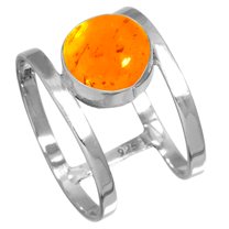 925 Sterling Silver Ring For Women - Teens Orange Amber Gemstone Silver Ring November Birthstone Hand Made Silver Ring Size 10.5 Cocktail Party Gift For Sister 925 Silver Gemstone Jewelry