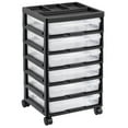 thumbnail image 4 of KFFKFF Art Supplies Storage Cart, 6-Level Spacious Design with Top Compartment, Black Structure with 6 Transparent Boxes and 4 Detachable Casters, Mobile Storage Unit for Craft Materials, 4 of 9