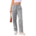 thumbnail image 2 of Women'S Wide Leg Sweatpants High Waisted Baggy Interior Drawstring Sweatpants Straight Leg Sweat Pants Light Gray L, 2 of 9