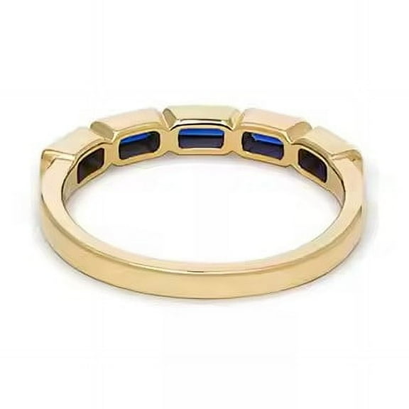 Elegant Octagon Cut Lab-Created Blue Sapphire Half Eternity Wedding Band Ring | Bezel Set | 925 Sterling Silver | Timeless Jewelry Gift for Women