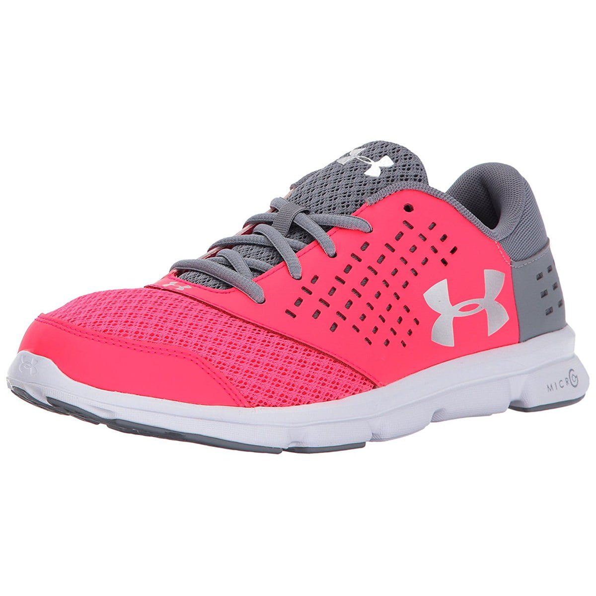Under Armour Girls Micro G Rave RN Junior Running Shoes Trainers Sneakers Grey 