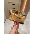 thumbnail image 2 of Women’s Gold Metallic Clutch Purse, Evening Bag with Sculptural Ring Handle, 2 of 10