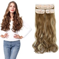 24" Straight Curly Wavy 3 Pieces Hair Extensions Natural Straight Clip In Synthetic Hair Extentions Soft Reusable Hairpieces for Women Girls Beauty -200g