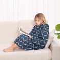 thumbnail image 4 of Navy Blue and White Geometric Pattern Blanket Hoodies for Kids 6-13YR Oversize Wearable Blanket Hoodies for Boys Girls Teens, 4 of 7