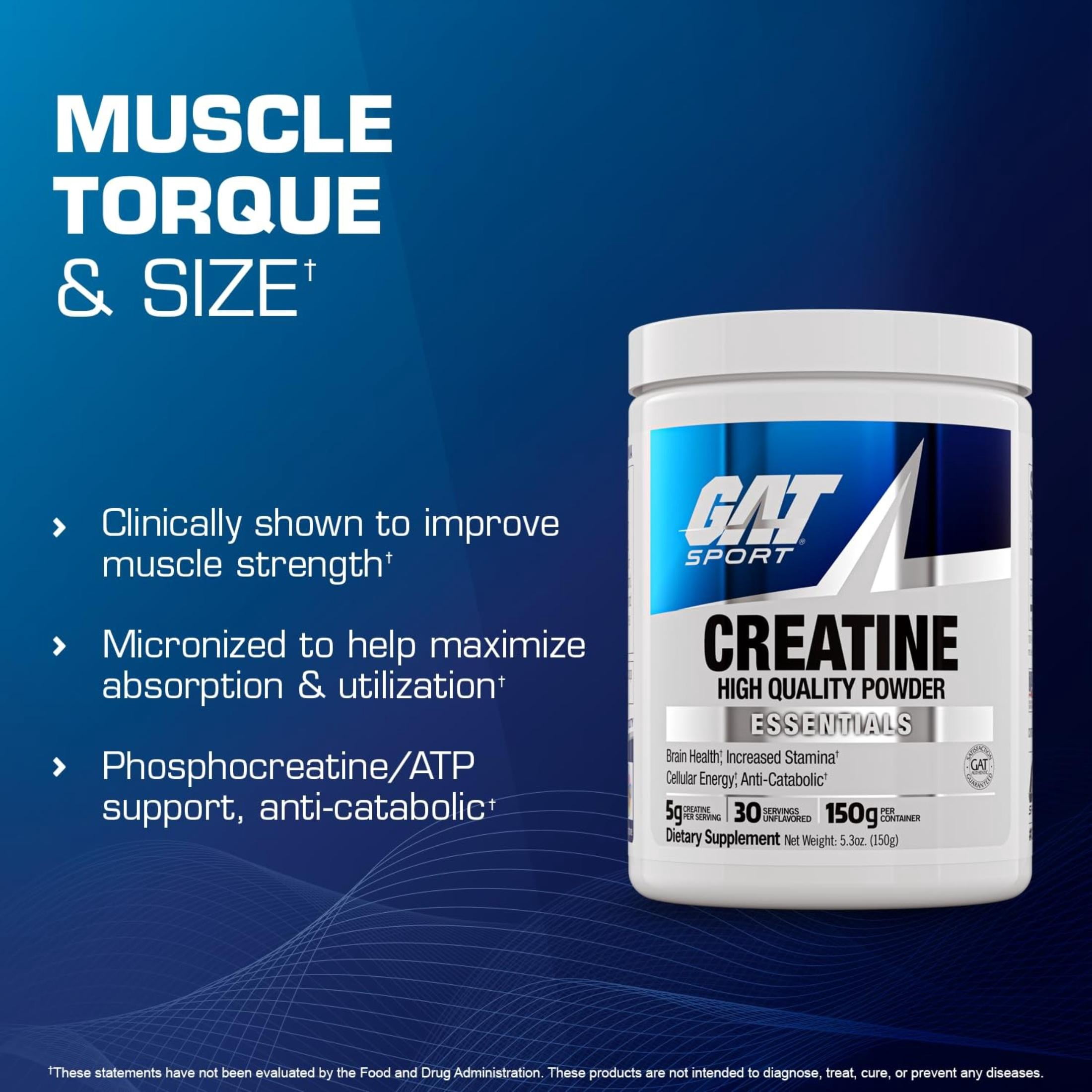 GAT Sport, Creatine Monohydrate Powder, 60 Servings, Unflavored
