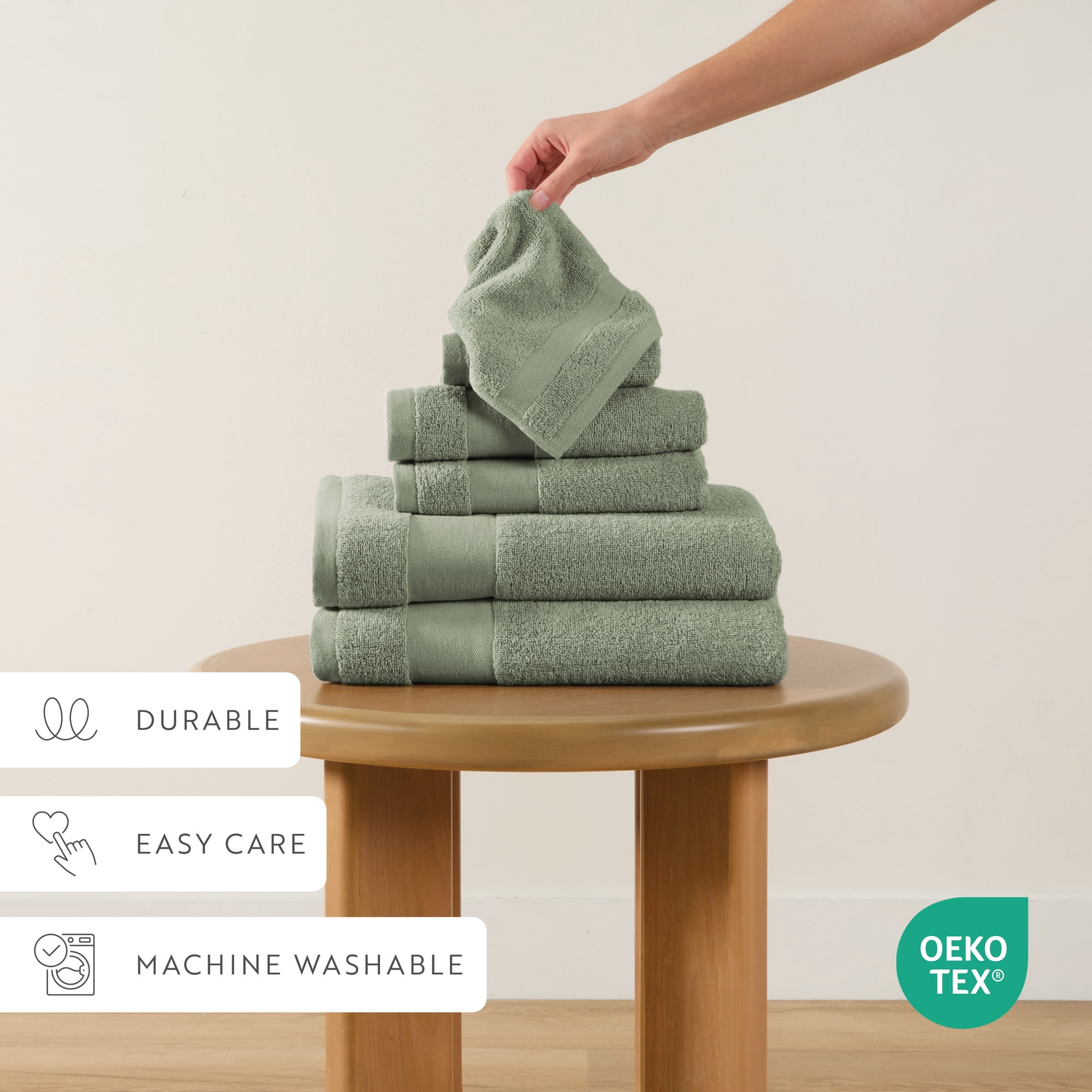 Noble Linens 6 Piece Essential Cotton Bath Towel Set