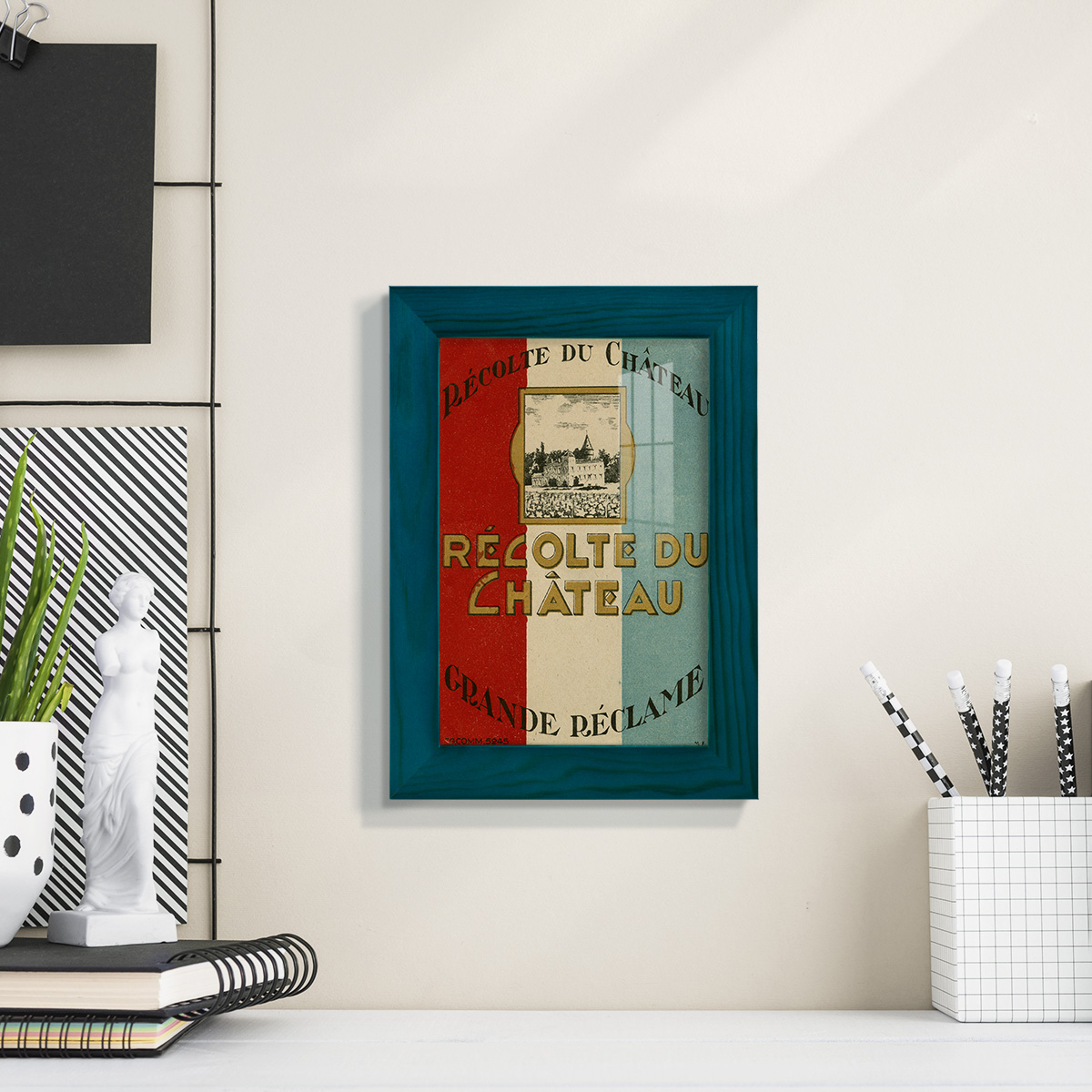 Recolte Du Chateau -Framed Print w/glass-Ocean Blue