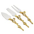 thumbnail image 1 of Jiallo 70016 Gilt Gold Finish Leaf & Hammered Steel Cheese Set - 3 Piece, 1 of 1