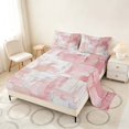 thumbnail image 2 of Manfei Abstract Geometric Block Bed Sheets, Abstract Artwork Fuul Size Sheets, Pink White, Pink Reversible 4pcs1 Flat Sheet + 1 Fitted Sheet + 2 Pillowcases, 2 of 6