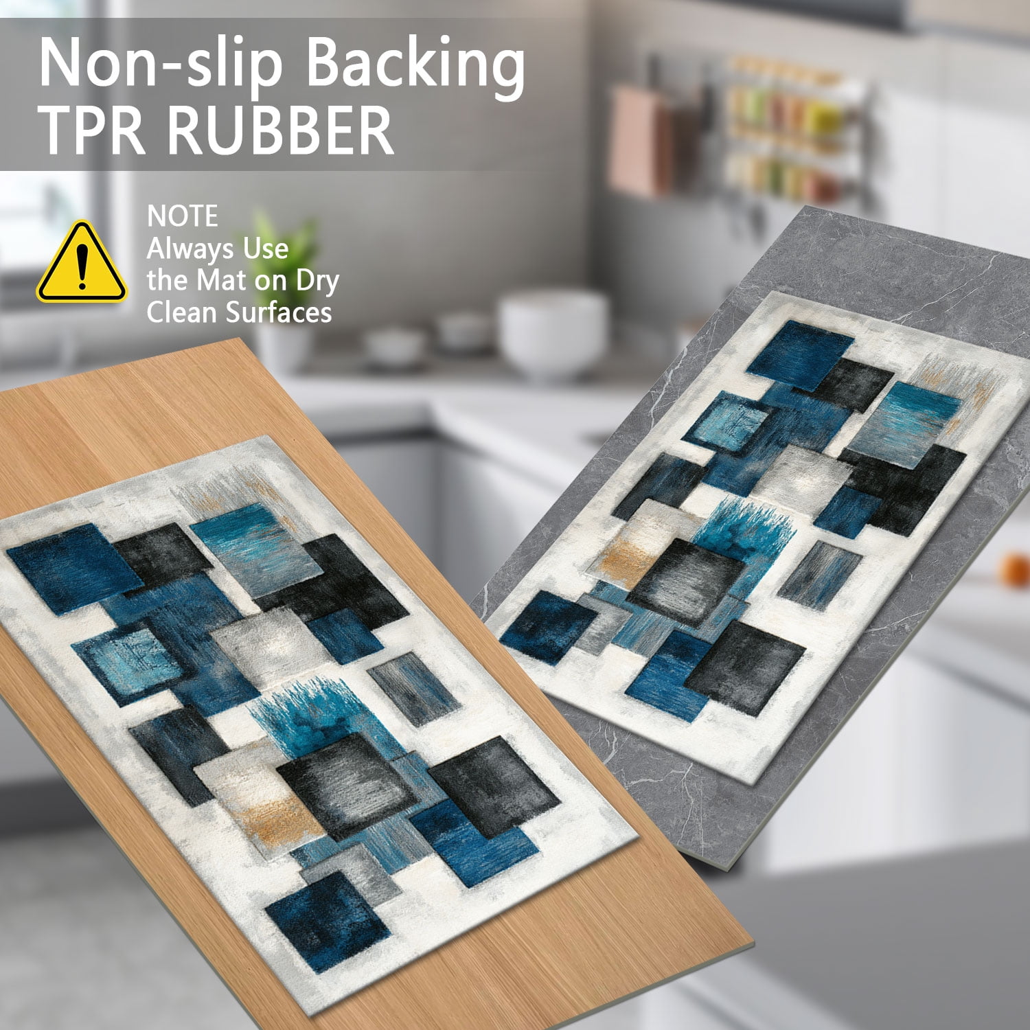 3 Piece Kitchen Rug Set, Non-Slip And Washable, Abstract Pattern Kitchen Hallway Rug, Soft And Comfortable, Suitable For Sinks, Floors, Entrances, Hallways and Bathrooms