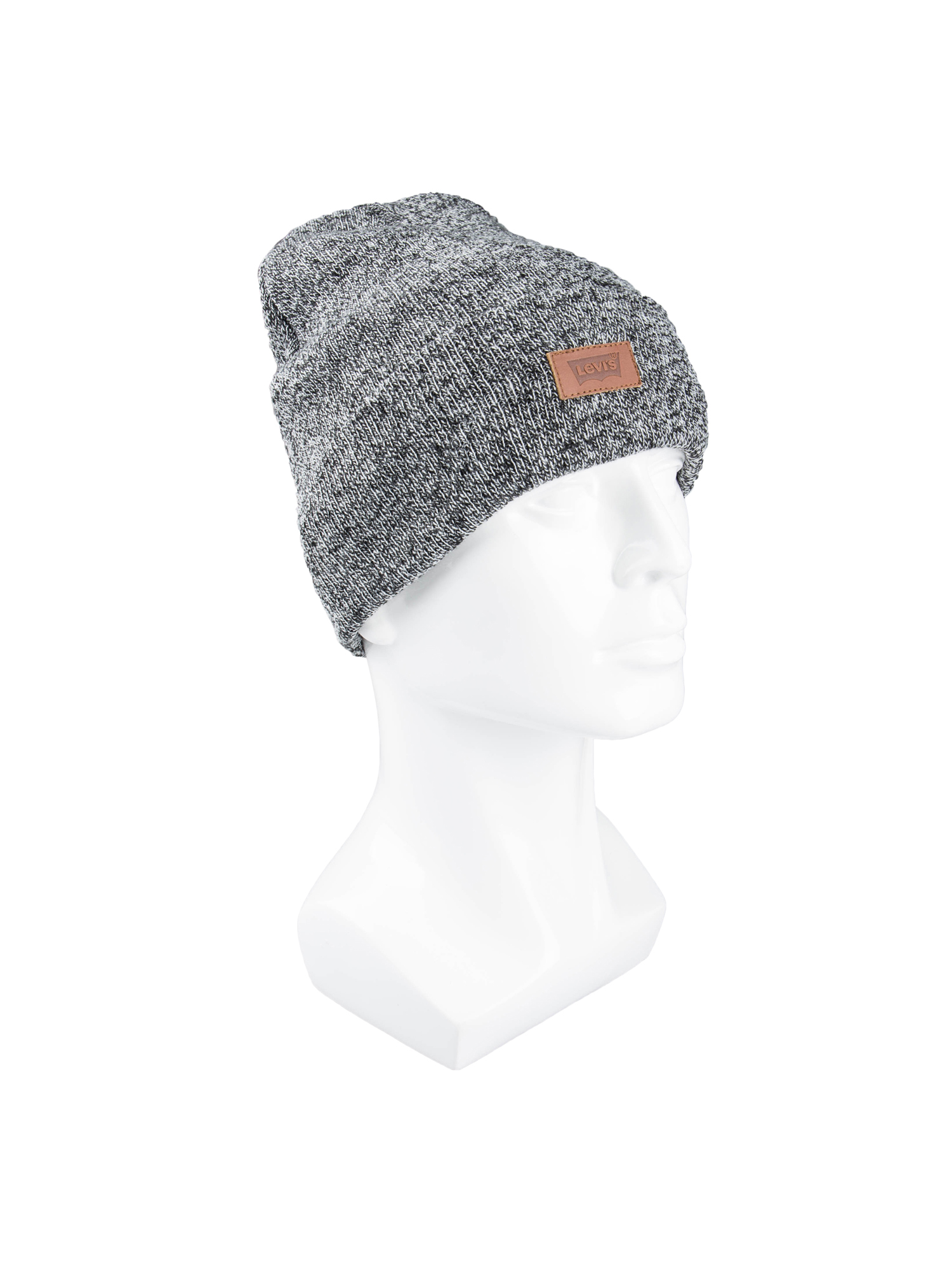 Levi's Men's All Season Leather Logo Patch Beanie Hat
