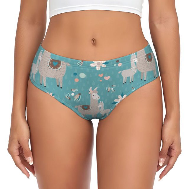 Fotbe Teal Mama Llama Calzones Estampados para Mujer – Ropa Interior de Algodón, Cómoda, Suave y Elástica-XX-Large