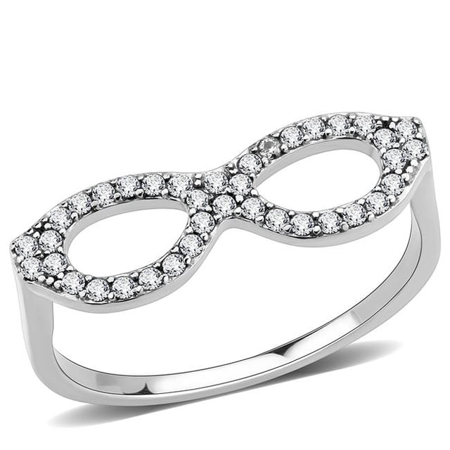 Bague Sans Placage en Acier Inoxydable avec AAA Grade CZ en Clair - Taille 6