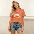 thumbnail image 5 of Women's Football Graphic T-Shirt, Women's V-Neck Short Sleeve Letter Print T-Shirt for Casual Summer for Soccer Tournament 2026 Orange Size: 2XL, 5 of 5