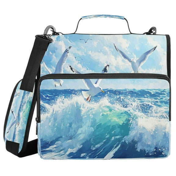 YAZAOO Zipper Binder trapper keeper Documents Organized Design Seagull over Ocean Printed