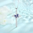 thumbnail image 4 of FJ Butterfly Cross Necklace 925 Sterling Silver Tanzanite Pendant December Birthstone Necklace Religious Crucifix Jewelry Gifts for Women, 4 of 6