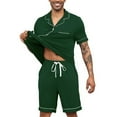 thumbnail image 4 of Men Summer Pajamas Sets Short Sleeve Sleepwear Button-Down PJs Sets Two-Pieces Loungewear with Pockets, 4 of 4
