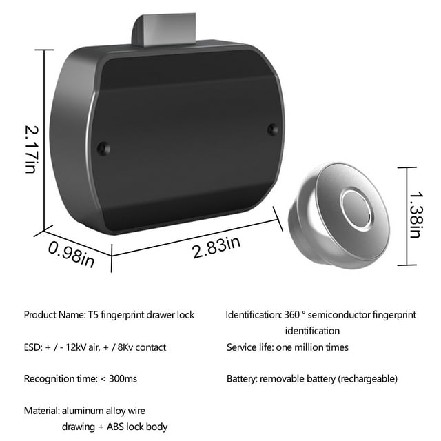 Office Furniture Storage Cabinet Fingerprint Cabinet Lock, Smart Biometric Cabinet Lock, Home & Office Hidden File Cabinet Locks, Usb Rechargeable Keyless Furniture Drawer Lock