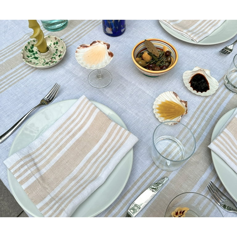All Cotton and Linen Cloth Napkins - White Linen Napkins Set of 4 - Linen  Dinner Napkins - Terracotta Napkins - Striped Napkins - Wedding Table  Napkins - Farmhouse Napkins 18x18 