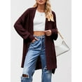 thumbnail image 4 of Long Cardigan Sweaters for Women Fall Trendy Oversized Open Front Winter Coat Wine Red L, 4 of 9