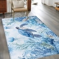 thumbnail image 2 of Area Rug 4'x6', Sea Turtle Coastal Non-slip Runner Rug Carpet for Bedside, Blue Summer Beach Coral Jellyfish Washable Outdoor Indoor Area Rugs Mat for Entryway/Living Room/Bedroom/Kitchen/Office, 2 of 9
