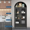 thumbnail image 6 of Rugerasy 73 inch Tall Metal Arched Cabinet,Freestanding Cabinet with Glass Door, 2 Adjustable Shelves,Modern Farmhouse Display Bookshelf, for Home,Black, 6 of 8