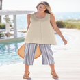 thumbnail image 5 of CHOK Women‘s Plus Size Button-Front Linen Tank - 22/24  Natural Khaki Stripe, 5 of 5