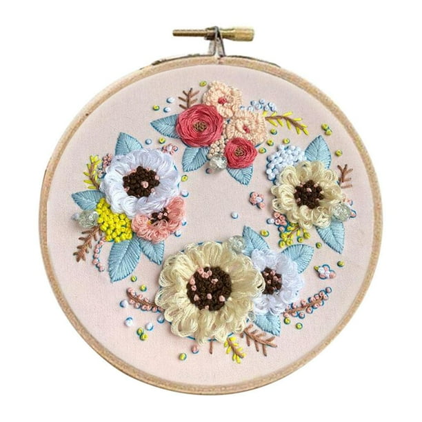 Kit de inicio de bordado con patrón de flores, manualidades de punto de cruz DIY, flores Flor 3