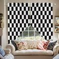 thumbnail image 2 of Swag Curtains Valances for Windows, Black And White Checkered Plaid Short Kitchen Window Curtains Over Sink, Classic Geometric Pattern Cafe Curtains Panel Set Of 2,Rod Pocket, 36 Inches Length, 2 of 8