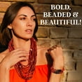 thumbnail image 6 of Handmade Seed Bead Necklace & Bracelet Set - Red Boho Jewelry for Women - Layered Multi Strand Beaded Statement Jewelry w/ Wooden Clasp - Necklace  18" - Strechable Bracelet Christmas Gifts, 6 of 7