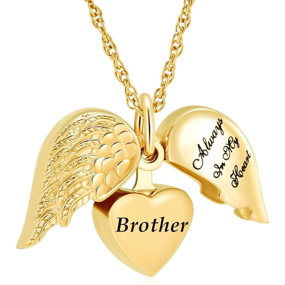 Cremation Jewelry Angel Wing Heart Urn Necklaces for Ashes Memorial Keepsake Pendant for Women Men