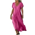 thumbnail image 1 of Yuyuzo Robes pour Femmes Robe Maxi à Col en V Fluide Robes d'Été Boho Tenue de Plage Longues Robes, 1 of 5