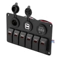 thumbnail image 2 of Ymiko Qiilu 12V 24V 6 Gang Switch Panel, Car Boat Marine LED Rocker Switch Panel Dual USB Voltmeter Lighter, 2 of 8