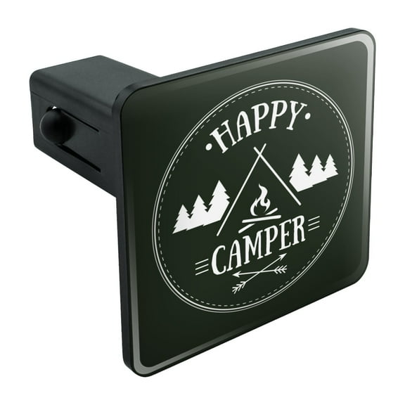 Happy Camper with Campfire Tow Trailer Hitch Cover Plug Insert