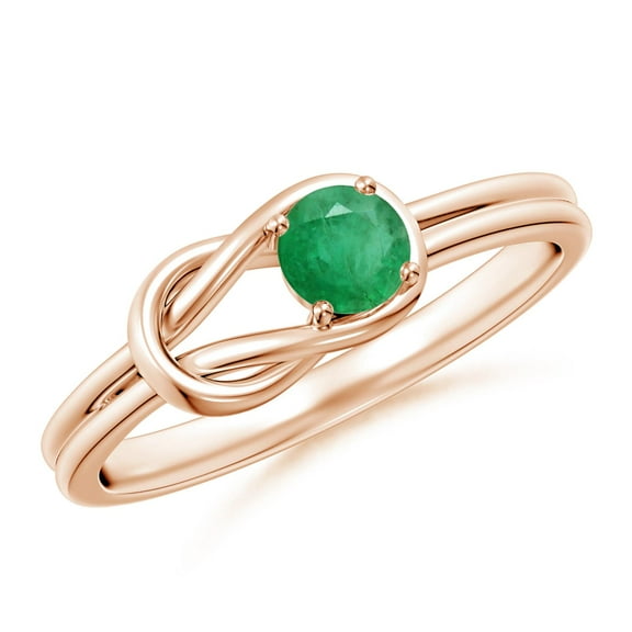 ANGARA Natural Solitaire Emerald Infinity Knot Engagement Ring in 14K Rose Gold for Women (Size-4mm) | May Birthstone, Birthday, Anniversary, Jewelry Gift for Women | Natural Emerald Ring