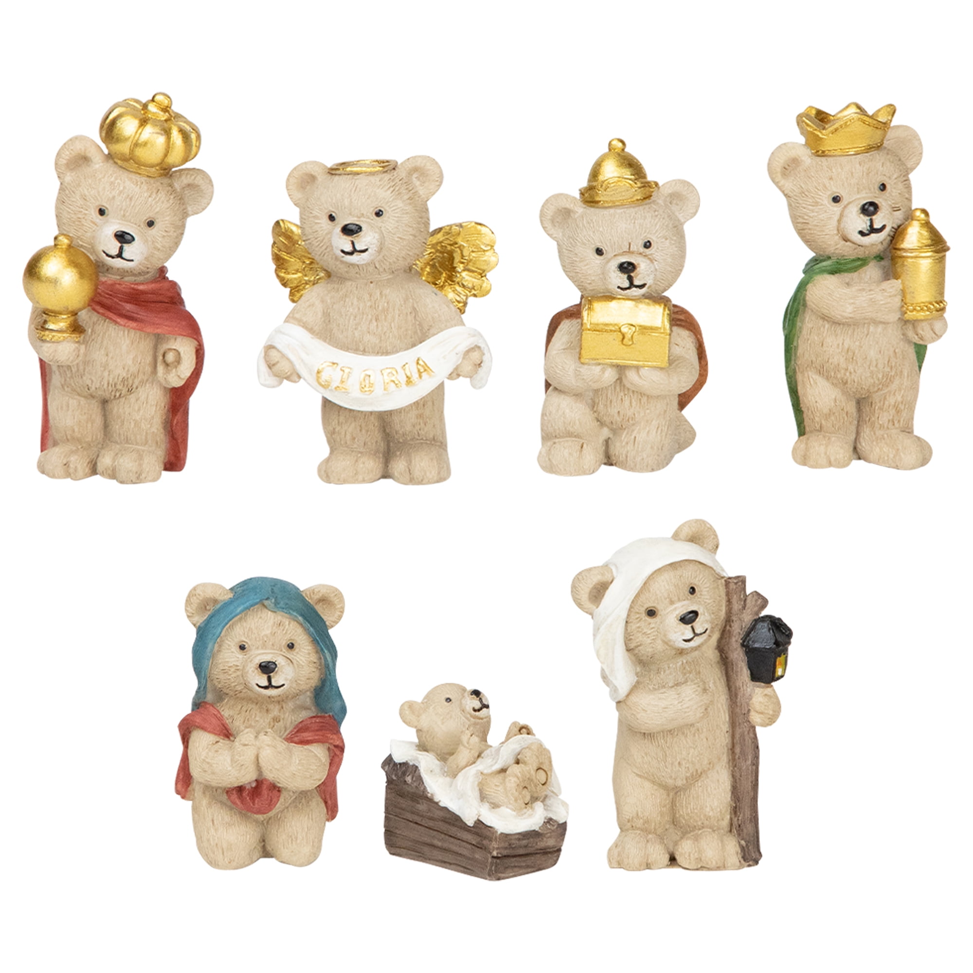 Northlight Bears Christmas Nativity Set - 4.5" - 8-Piece