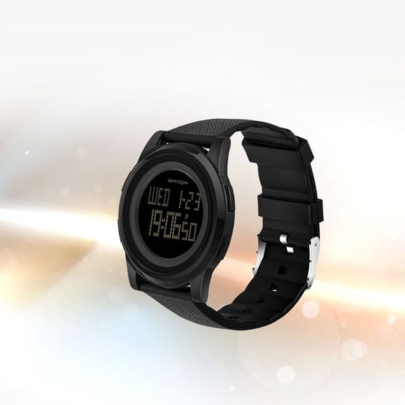 HEANUJJ LED Digital Wristwatch Black Plastic Band Watch for Men and Women