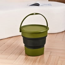 JingChun Collapsible Bucket Cleaning Bucket Mop Bucket Folding Foldable Portable Small Plastic Water Supplies for Outdoor Garden Camping Fishing Car Wash Space Saving Green Round A One Size