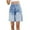 Blue, variant on MaFYtyTPR Shorts for Women Plus Size Fashion Women's Spring/Summer Pocket Buckle Mid Waist Tight Capris