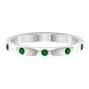 Gypsy Set Emerald Stackable Band Ring, 14K White Gold, US 10.00