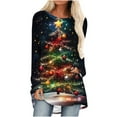 thumbnail image 2 of Christmas Shirts for Women Ugly Christmas Sweater Crew Neck Blouses Long Sleeve Sweatshirts Christmas Tree Print Pullover Sweater Blouses Fall Casual Trendy Sweatshirt Hooded Pullover Tops, 2 of 5