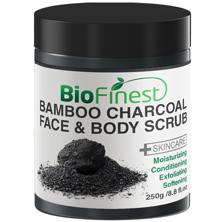 Activating Body Scrub Biofinest Activated Bamboo Charcoal Body Scrub - with Dead Sea Salt, Shea Butter, Jojoba Oil, Vitamin E- Best For Dry Skin/ Cellulite/ Stretch Marks (250g) ()