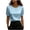 Light Blue, variant on DAFPZW Womens Elegant Pearls Shirts Beaded Crew Neck Short Sleeve Blouse Solid Loose Fit Satin Slik Tops Summer Outfits