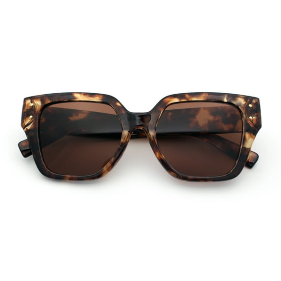 Womens Classy Thick Temple Plastic Horned Cat Eye Fashion Sunglasses Tortoise - Brown