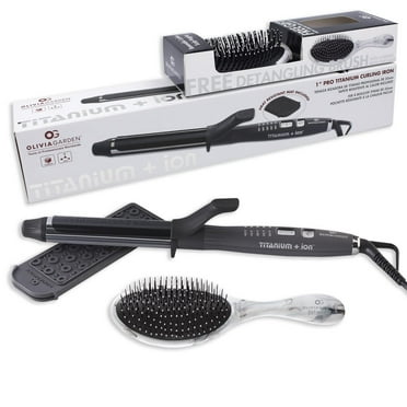 Olivia Garden Titanium   Ion 1" High Performance Professional Curling Iron Dual Voltage with Heat Resistant Heat Mat/Pouch