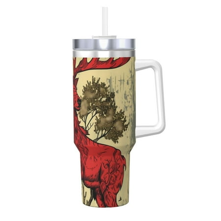 

Cauagu Mythical Red Stag Illustration Print Stainless Steel Vacuum Insulated Tumbler 40oz Water Bottle with Handle & Flip Straw Reusable Travel Coffee Mug for Women & Men