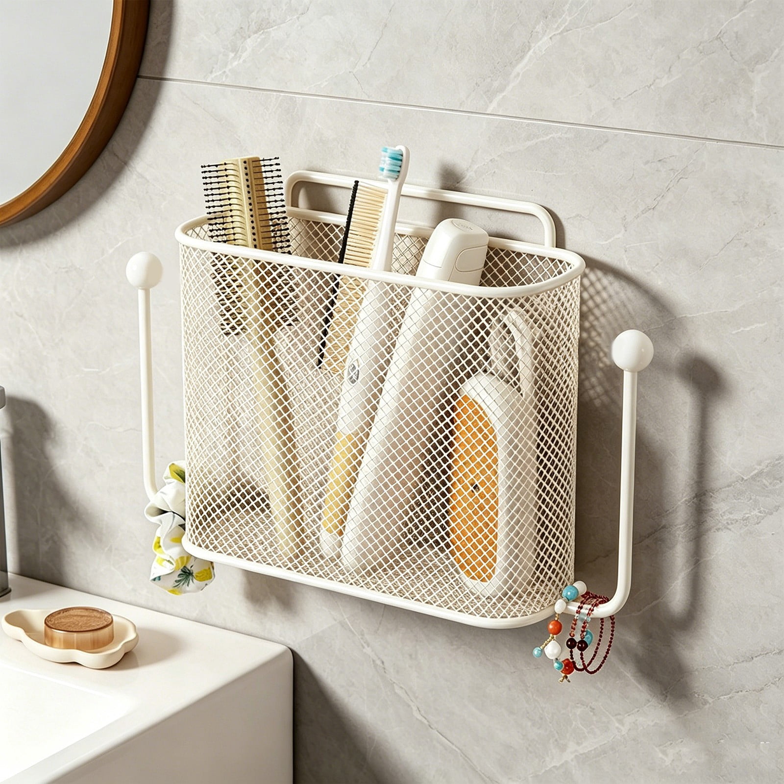 Viflosae Shower Organizer Shower Shelves Bathroom Wall Mounted Storage Box Bathroom Wall Mounted Shelf Non Perforated Storage Tube