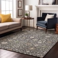 thumbnail image 5 of HomeRoots 679191 9 x 12 ft. Charcoal Ivory & Gold Oriental Washable Machine Made Rectangle Area Rug with UV Protection, 5 of 9