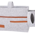 thumbnail image 3 of Bolsa de almacenamiento multiusos con caja de pañuelos, organizador de cama colgante para libros, teléfonos, mando a , revistas, Gris claro Soledad Organizador de almacenamiento junto a la cama, 3 of 10