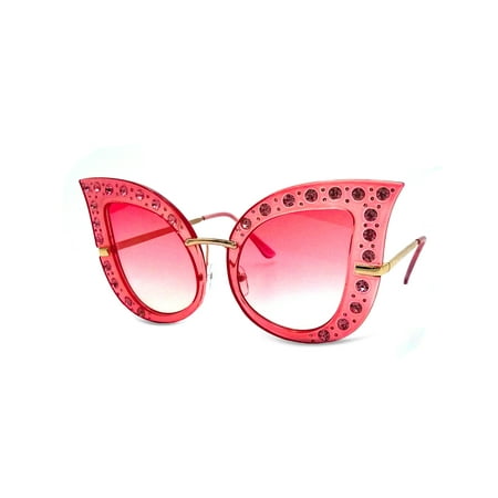 Oversized Cat Eye Rhinestone Sunglasses EA1356A (Best Sunglasses For Eyes Sensitive To Light)